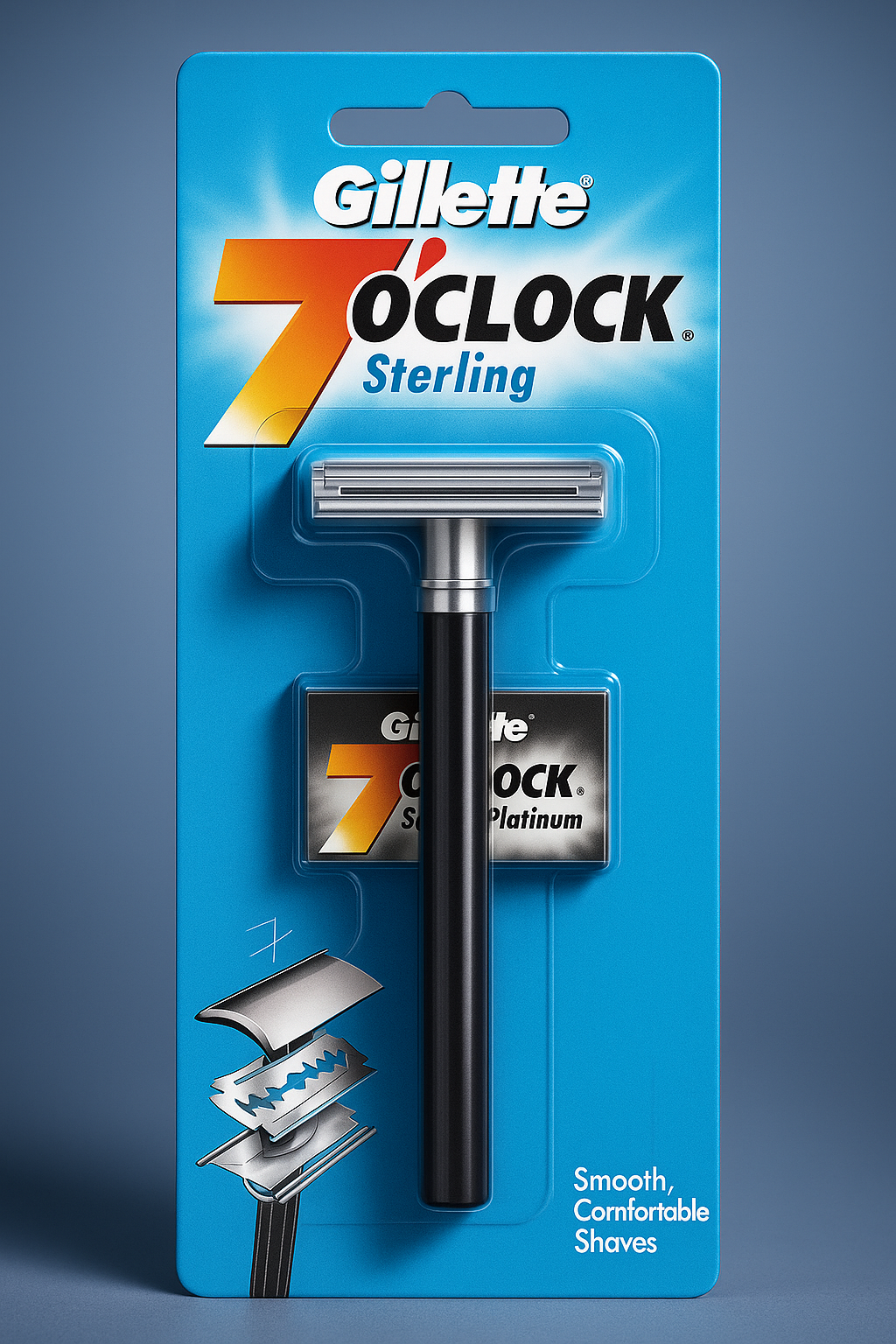 Gillette 7'O Clock Sterling Shaving Razor With 1 Blade